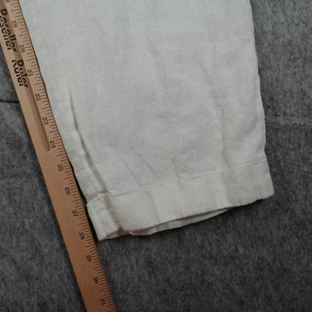Prestige Pant‎ Mens 38 White Linen Pleated Trousers Preppy Beachy Resortwear